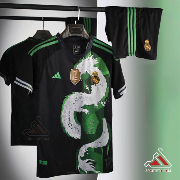 کیت مشکی سبز کانسپت رئال - پیراهن شورت