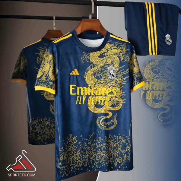 کیت کانسپت آبی زرد رئال 2025 - پیراهن شورت